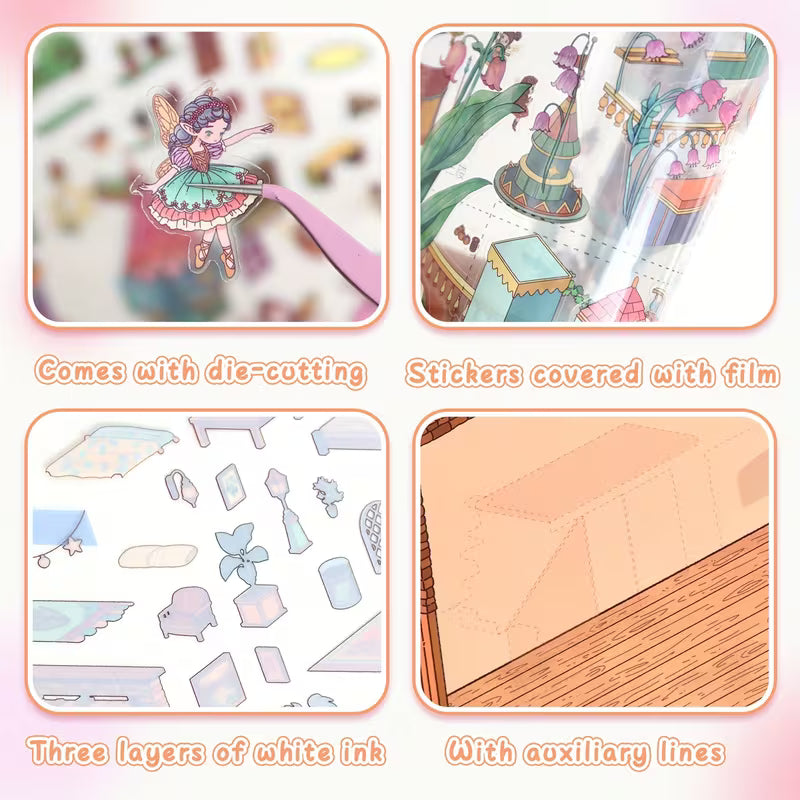 Scene Stickers, Adult Landscape Decals, House Stickers, Scrapbook Stickers, 3D Miniature House Stickers, Landscape Stickers, Disposable, Multiple Sizes Available