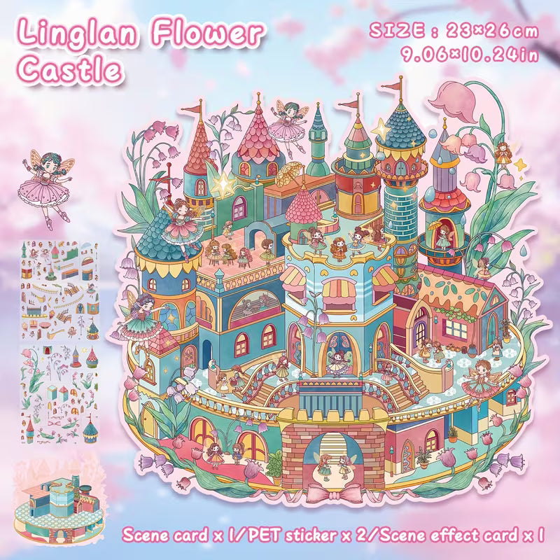 Scene Stickers, Adult Landscape Decals, House Stickers, Scrapbook Stickers, 3D Miniature House Stickers, Landscape Stickers, Disposable, Multiple Sizes Available