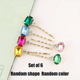 Rhinestone Hair Clip Set (6 Pieces)