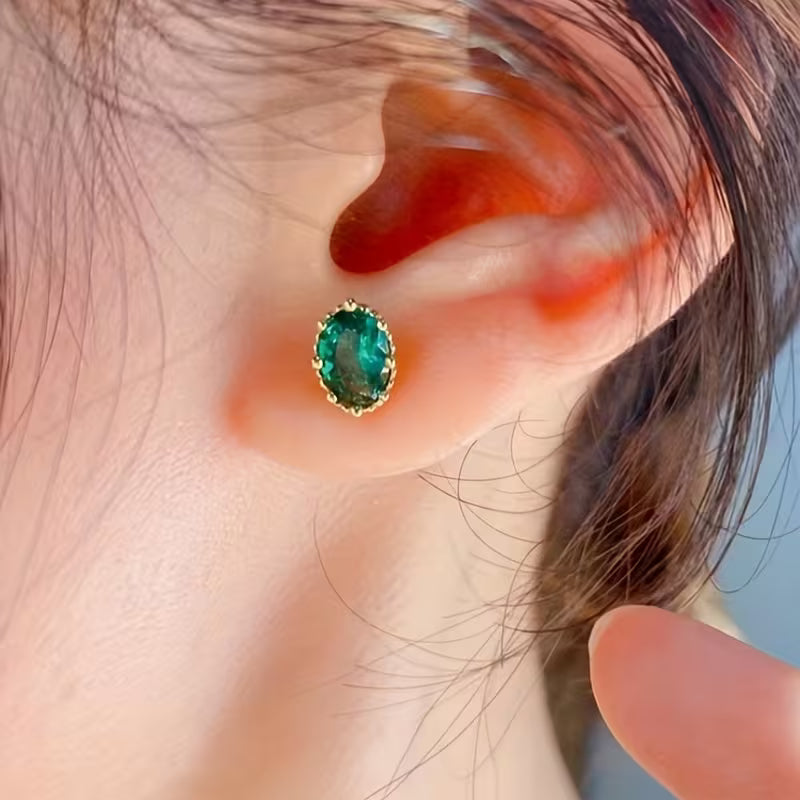 Green Zirconia Stud Earrings